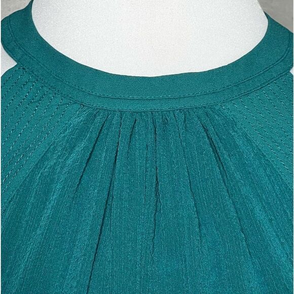 H&M LADIES High Neck Poly Chiffon T-Back Halter Tank Blouse Emerald Green - Picture 2 of 6
